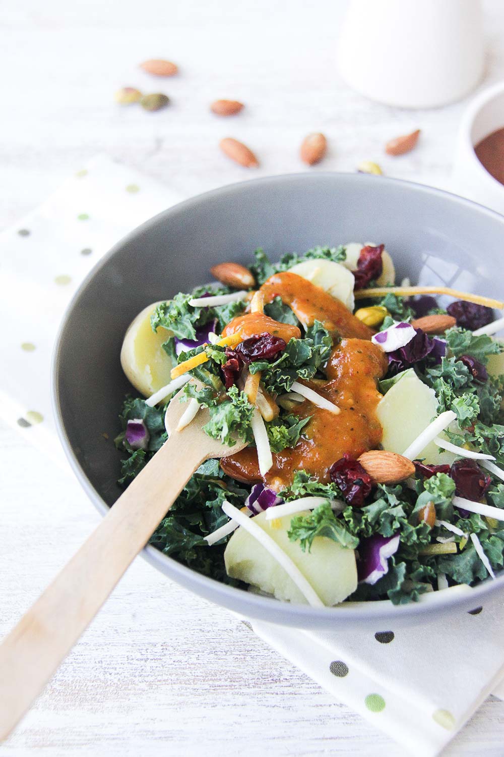 A traditional and super easy Indonesian salad with peanut satay sauce. Fabulous, delicious, and perfect for a healthy meatless Monday meal.