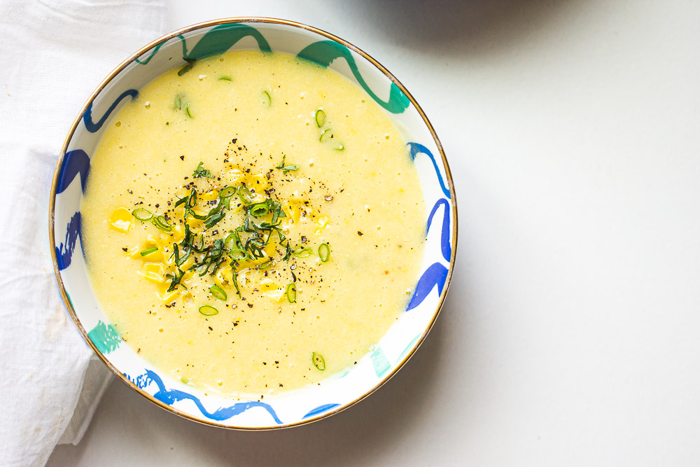 This thick, potato-studded corn chowder is perfect on a cold winter night or to satisfy your summer soup cravings. It is a simple recipe, rich, creamy and velvety smooth. It has been a family favorite for years!