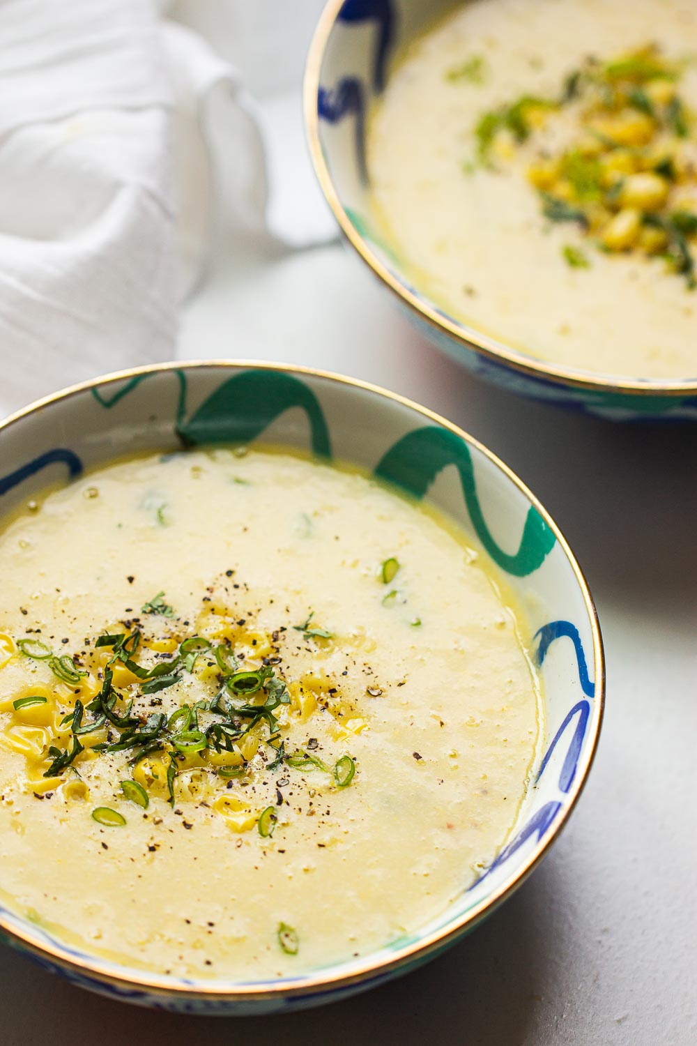 This thick, potato-studded corn chowder is perfect on a cold winter night or to satisfy your summer soup cravings. It is a simple recipe, rich, creamy and velvety smooth. It has been a family favorite for years!
