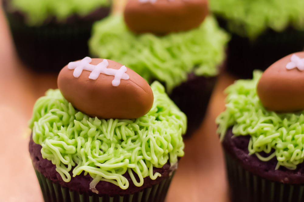 Football Cupcakes are the perfect dessert for Super Bowl parties, football game day, or a themed football birthday party!