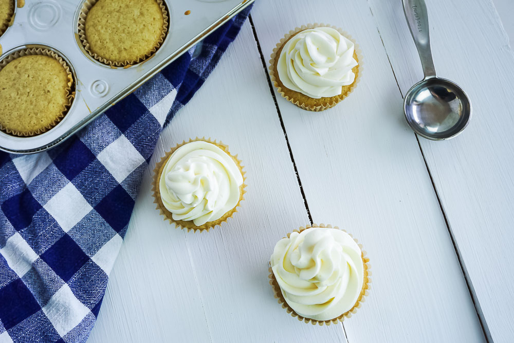 Vegan Vanilla Cupcakes. 1 Bowl and less than 1 hour. And with just a few, basic ingredients needed, these cupcakes could not be easier to make. They’re so delicious you’d never be able to tell they’re vegan.