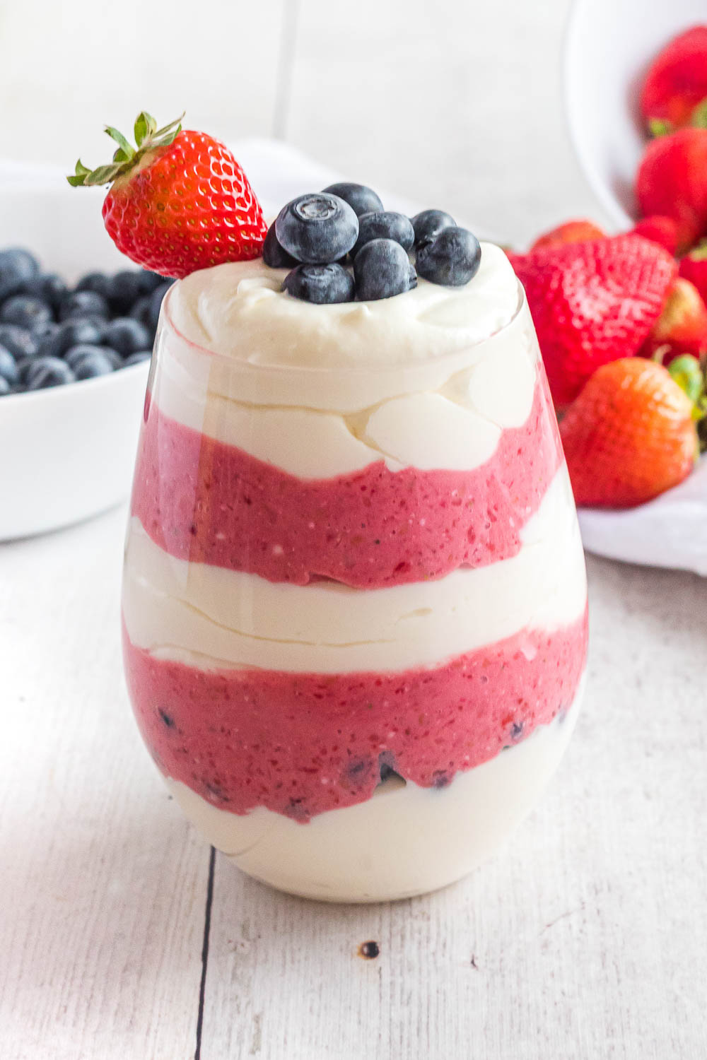 Keto Berry Cheesecake Salad. A cool and refreshing low carb and keto lemon berry fluff that is perfect for summer!