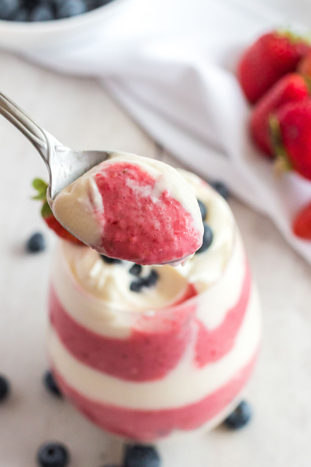 Keto Berry Cheesecake Salad. A cool and refreshing low carb and keto lemon berry fluff that is perfect for summer!