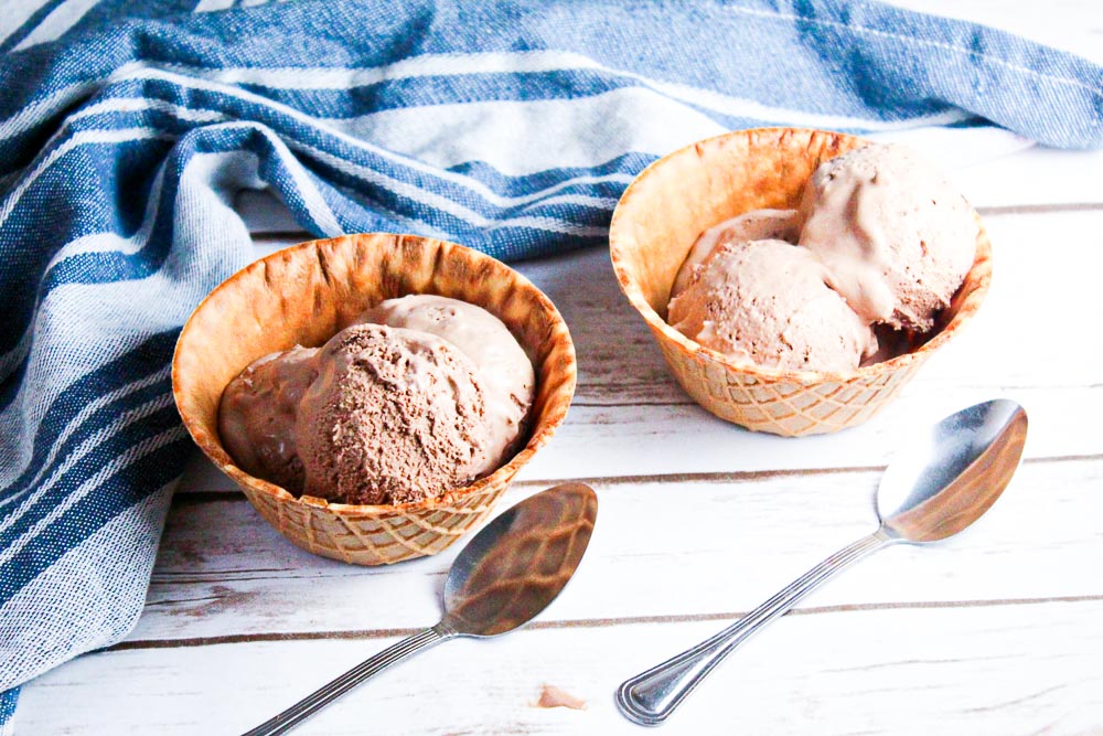 3-Ingredient No Churn Chocolate Ice Cream Recipe. Quick and Easy Chocolate Ice Cream Recipe with 3 ingredients, no-churn and no ice cream maker needed! It's a super easy recipe, super creamy, and chocolatey.