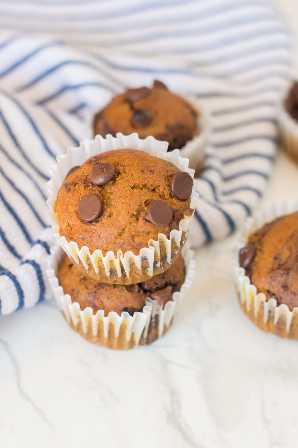 These Double Chocolate Pumpkin Muffins are a great way to enjoy pumpkin spice season. The muffins are super easy to make and are ready in 30 minutes. Deliciously moist, chocolatey, and downright decadent which make this recipe the best chocolate pumpkin muffins.
