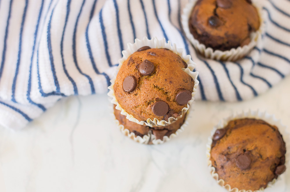 These Double Chocolate Pumpkin Muffins are a great way to enjoy pumpkin spice season. The muffins are super easy to make and are ready in 30 minutes. Deliciously moist, chocolatey, and downright decadent which make this recipe the best chocolate pumpkin muffins.