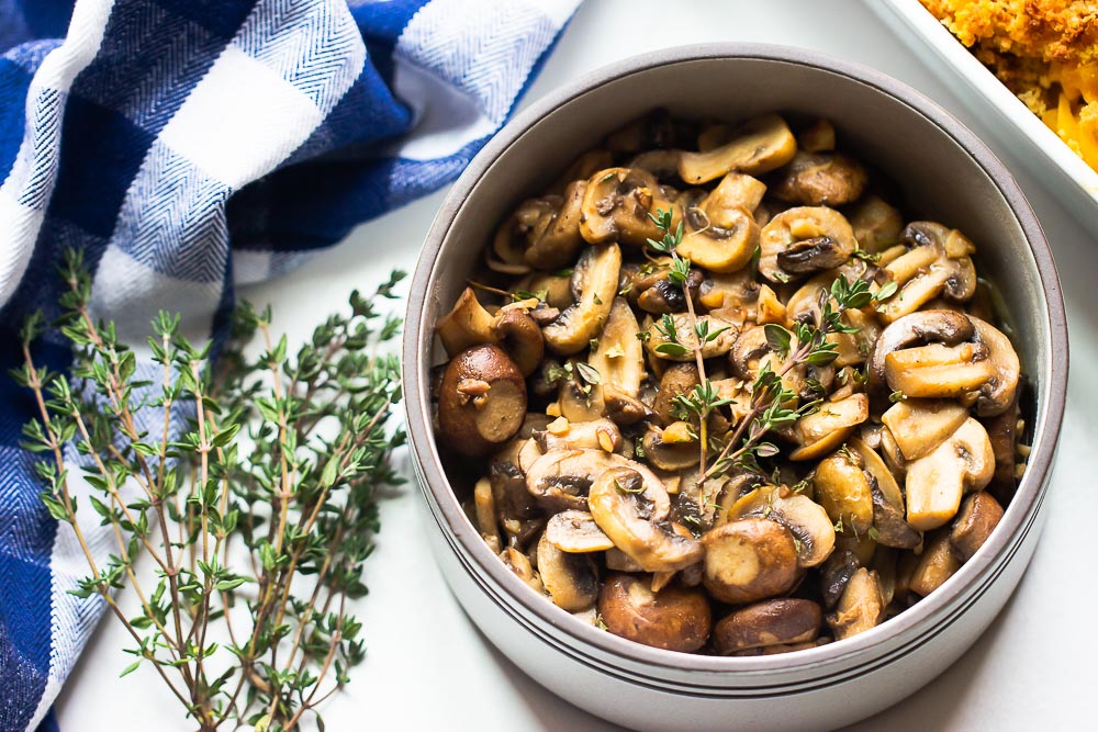 Sauteed Garlic-Butter Mushrooms make an easy, healthy side dish recipe