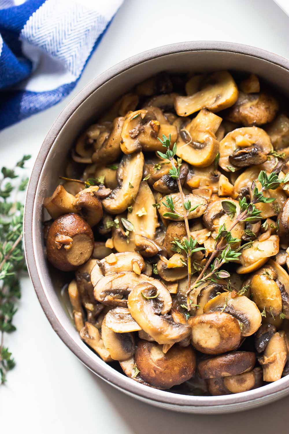 Sauteed Garlic-Butter Mushrooms make an easy, healthy side dish recipe