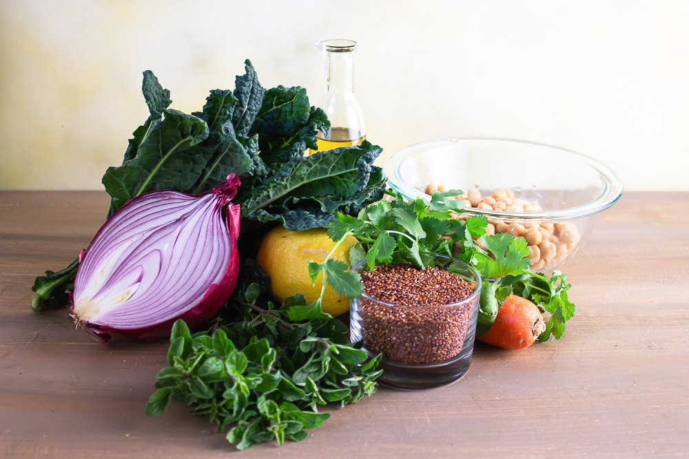 Quinoa Chickpea Salad with Cilantro Dressing. A fresh vegetarian salad loaded with protein, fiber, and flavorful combination.